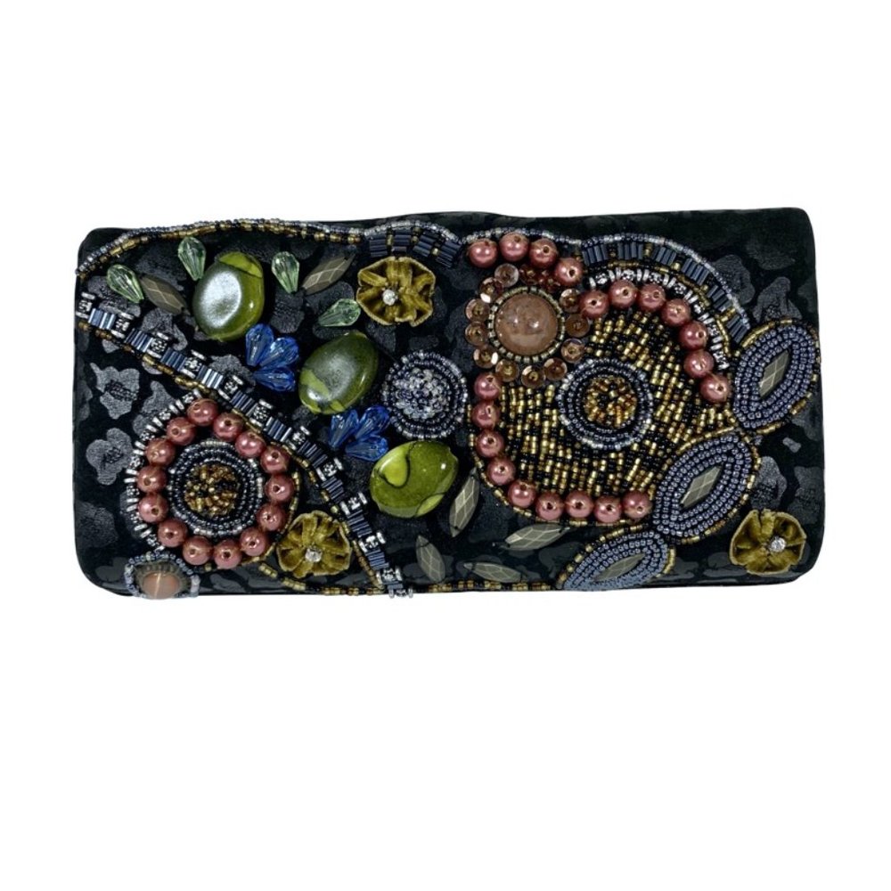 Prezzo Black Clutch Beads Stones Unique Handbag
